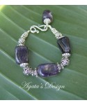 Purple Amethyst Stones Sterling Silver  Bracelet
