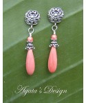 Salmon Coral  Sterling Silver  Earrings