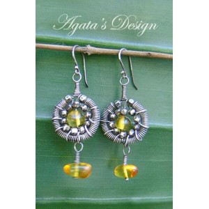 Baltic Amber Sterling Silver Coiled Earrings