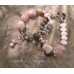 Pink Peruvian Opal Chalcedony Rhodochrosite Garnet Sterling Silver Bracelet