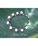 White Freshwater Pearls  Leather  Sterling Silver  Bracelet