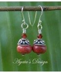 Red Coral Swarovski Crystals Sterling Silver Earrings