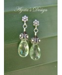 Green Amethyst Swarovski Crystals Sterling Silver Earrings
