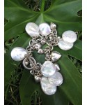 Freshwater White Coin Pearls  Hearts Sterling Silver Bracelet