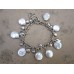 Freshwater White Coin Pearls  Hearts Sterling Silver Bracelet