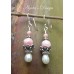 Rhodocrosite Freshwater Pearls Sterling Silver Earrings