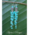Turquoise Stones  Sterling Silver  Earrings