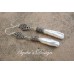 White Freshwater Biwa Pearls Aquamarine Stones Sterling Silver Earrings
