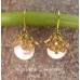 White Coin Freshwater Pearls Swarovski Crystals Gold Earrings
