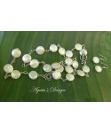 White Coin Freshwater Pearls Sterling Silver Necklace and Earrings